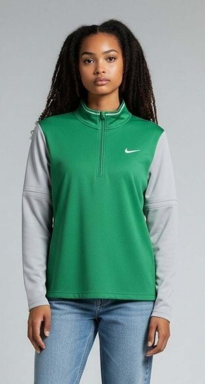 Nike Dri-Fit 1/2 Zip Top Size S Green Gray